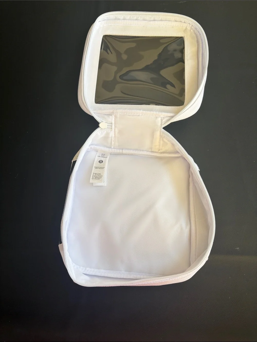 Lululemon White Travel Cube Cosmetic Case Organizer Clear Top NWOT